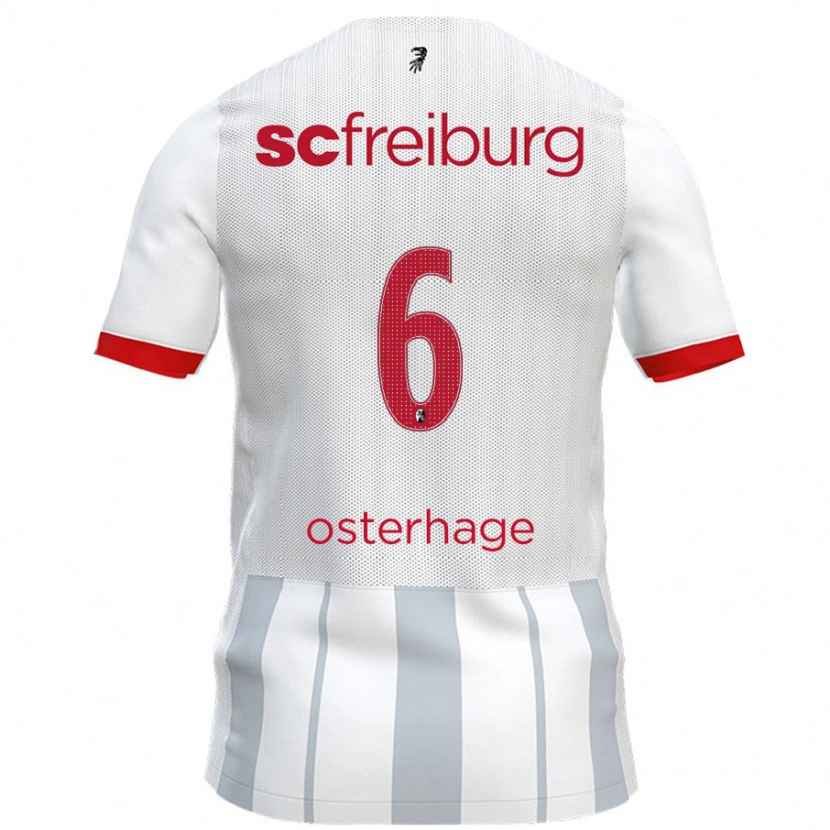 Danxen Niño Camiseta Patrick Osterhage #6 Blanco Gris 2ª Equipación 2024/25 La Camisa México