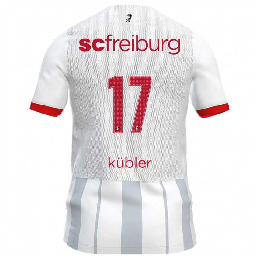 Danxen Niño Camiseta Lukas Kübler #17 Blanco Gris 2ª Equipación 2024/25 La Camisa México