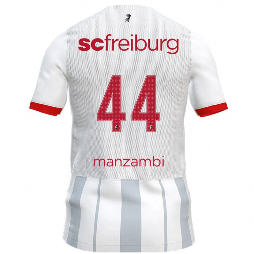 Danxen Niño Camiseta Johan Manzambi #44 Blanco Gris 2ª Equipación 2024/25 La Camisa México