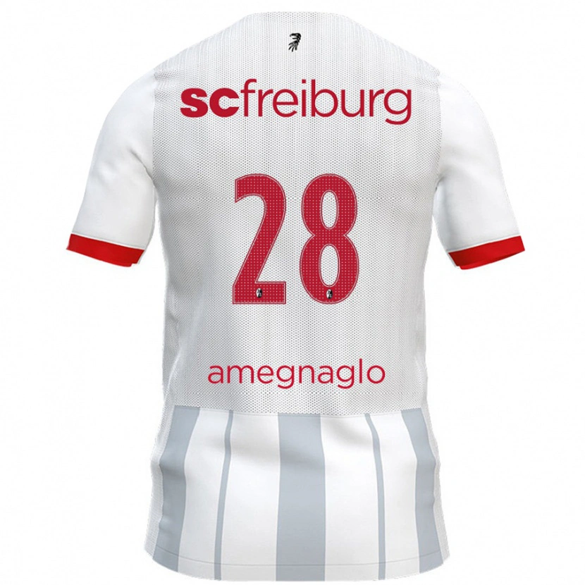 Danxen Niño Camiseta David Amegnaglo #28 Blanco Gris 2ª Equipación 2024/25 La Camisa México