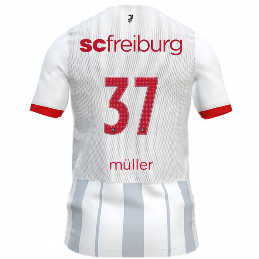 Danxen Niño Camiseta Ruben Müller #37 Blanco Gris 2ª Equipación 2024/25 La Camisa México