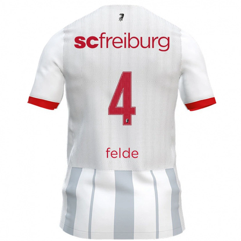 Danxen Niño Camiseta Meret Felde #4 Blanco Gris 2ª Equipación 2024/25 La Camisa México