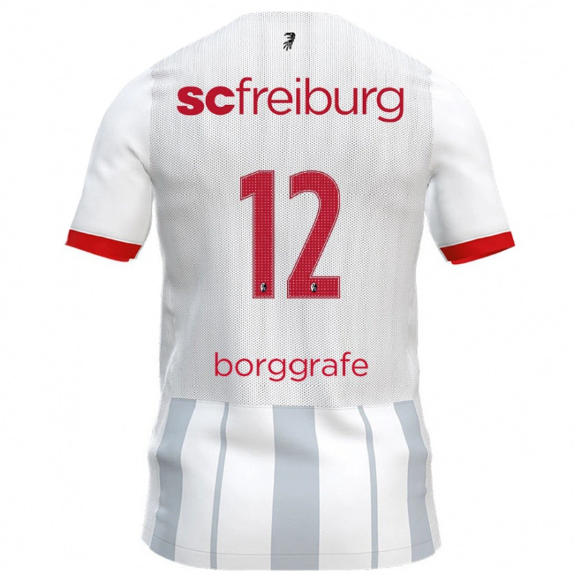 Danxen Niño Camiseta Rafaela Borggräfe #12 Blanco Gris 2ª Equipación 2024/25 La Camisa México