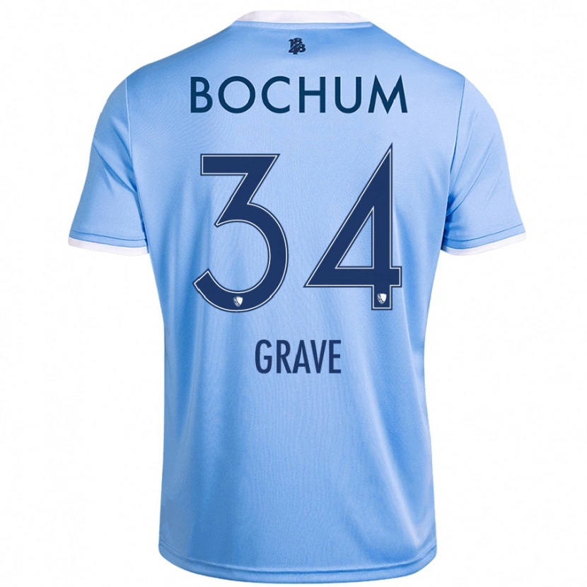 Danxen Niño Camiseta Paul Grave #34 Azul Cielo 2ª Equipación 2024/25 La Camisa México