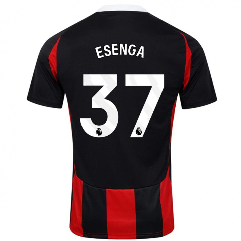Danxen Niño Camiseta Jonathan Esenga #37 Negro Rojo 2ª Equipación 2024/25 La Camisa México