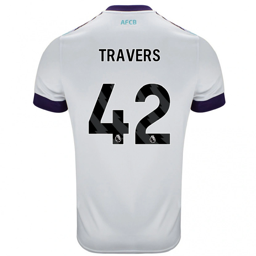 Danxen Niño Camiseta Mark Travers #42 Blanco Verde Púrpura 2ª Equipación 2024/25 La Camisa México