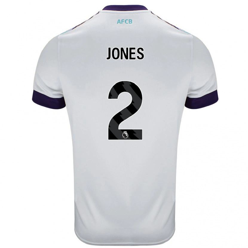 Danxen Niño Camiseta Abby Jones #2 Blanco Verde Púrpura 2ª Equipación 2024/25 La Camisa México