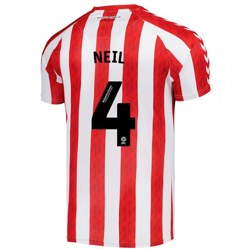 Danxen Hombre Camiseta Dan Neil #4 Rojo Blanco 1ª Equipación 2024/25 La Camisa México