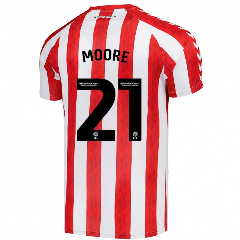 Danxen Hombre Camiseta Simon Moore #21 Rojo Blanco 1ª Equipación 2024/25 La Camisa México