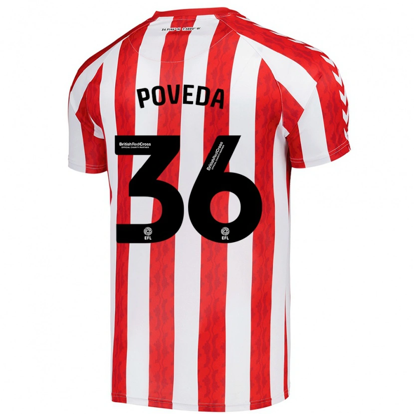 Danxen Hombre Camiseta Ian Poveda #36 Rojo Blanco 1ª Equipación 2024/25 La Camisa México