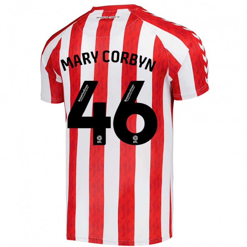 Danxen Hombre Camiseta Mary Corbyn #46 Rojo Blanco 1ª Equipación 2024/25 La Camisa México