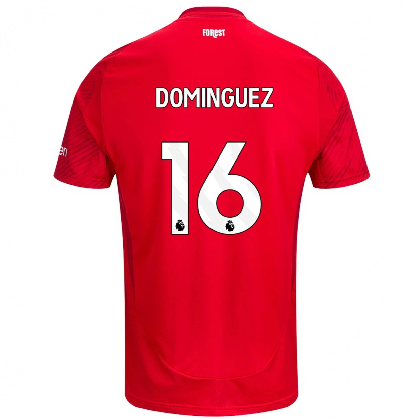 Danxen Hombre Camiseta Nicolás Domínguez #16 Rojo Blanco 1ª Equipación 2024/25 La Camisa México