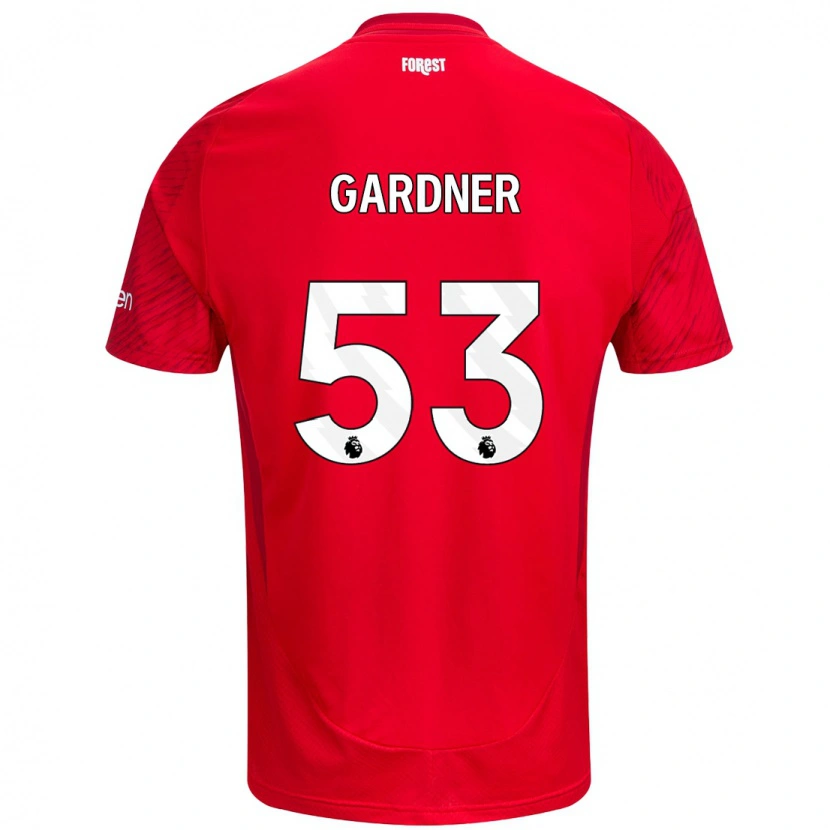 Danxen Hombre Camiseta Joe Gardner #53 Rojo Blanco 1ª Equipación 2024/25 La Camisa México