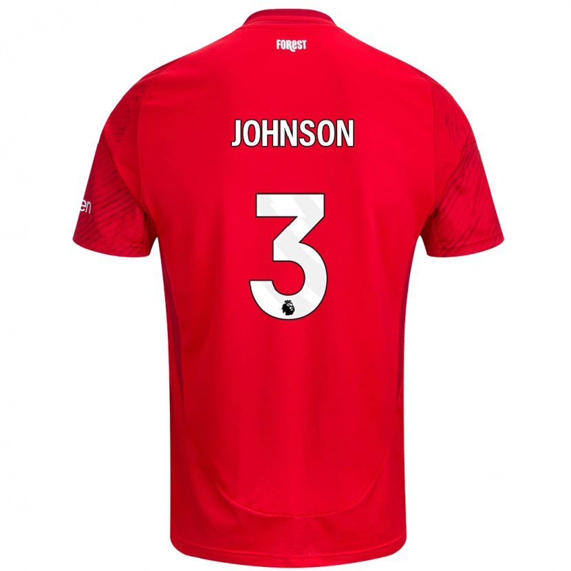 Danxen Hombre Camiseta Nat Johnson #3 Rojo Blanco 1ª Equipación 2024/25 La Camisa México