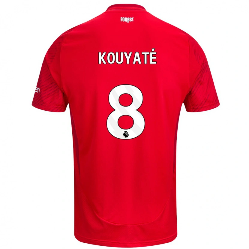 Danxen Hombre Camiseta Cheikhou Kouyaté #8 Rojo Blanco 1ª Equipación 2024/25 La Camisa México