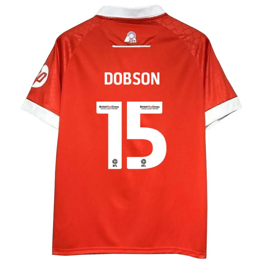 Danxen Hombre Camiseta George Dobson #15 Rojo Blanco 1ª Equipación 2024/25 La Camisa México