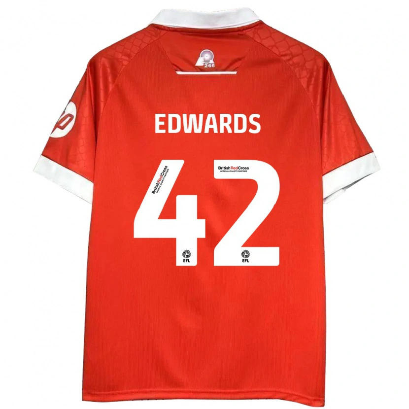 Danxen Hombre Camiseta Callum Edwards #42 Rojo Blanco 1ª Equipación 2024/25 La Camisa México