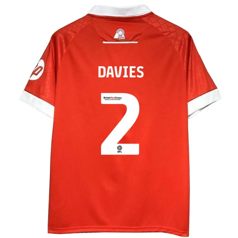 Danxen Hombre Camiseta Phoebe Davies #2 Rojo Blanco 1ª Equipación 2024/25 La Camisa México