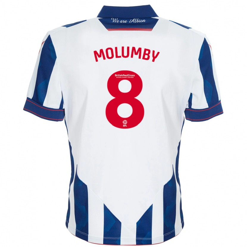 Danxen Hombre Camiseta Jayson Molumby #8 Blanco Azul Oscuro 1ª Equipación 2024/25 La Camisa México