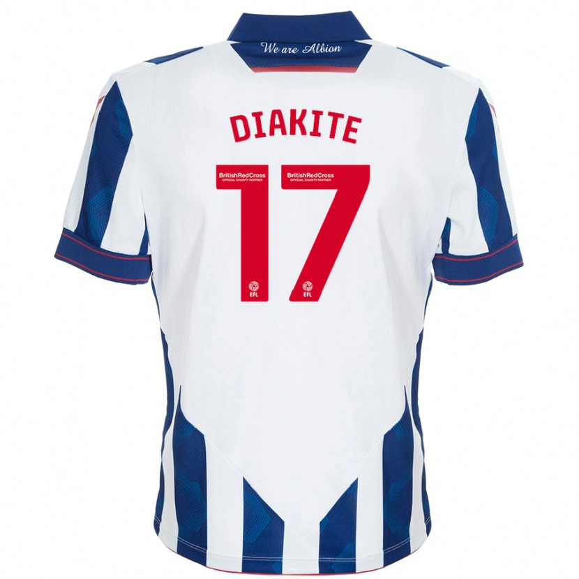 Danxen Hombre Camiseta Ousmane Diakité #17 Blanco Azul Oscuro 1ª Equipación 2024/25 La Camisa México
