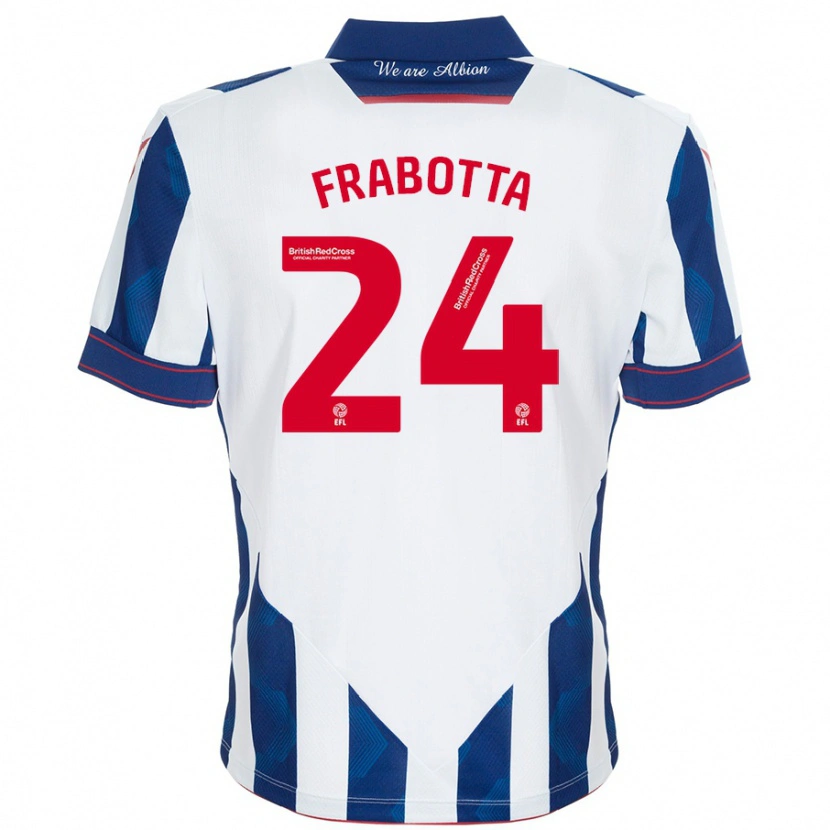 Danxen Hombre Camiseta Gianluca Frabotta #24 Blanco Azul Oscuro 1ª Equipación 2024/25 La Camisa México