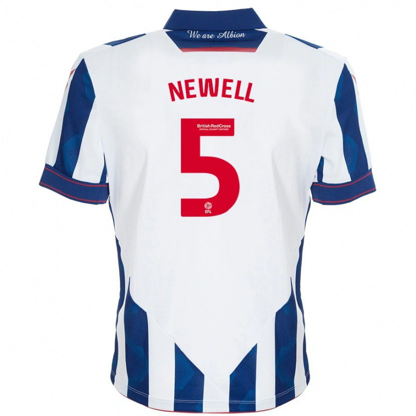 Danxen Hombre Camiseta Lucy Newell #5 Blanco Azul Oscuro 1ª Equipación 2024/25 La Camisa México