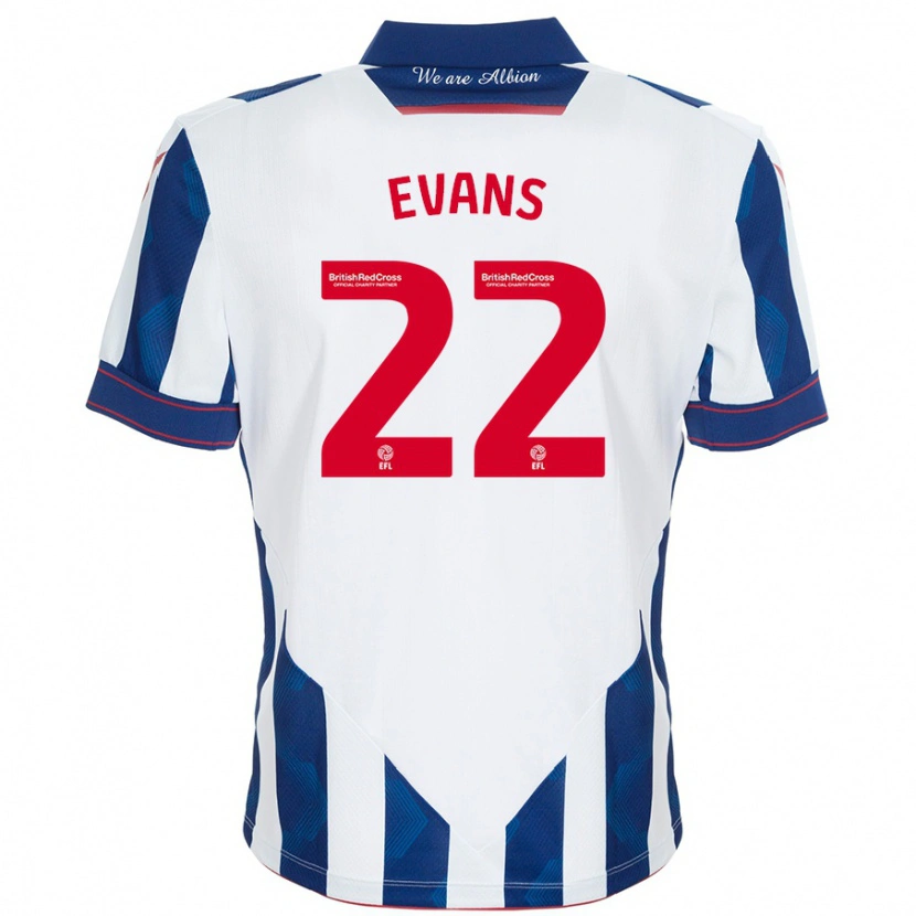 Danxen Hombre Camiseta Kate Evans #22 Blanco Azul Oscuro 1ª Equipación 2024/25 La Camisa México