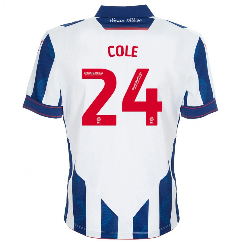 Danxen Hombre Camiseta Delphi Cole #24 Blanco Azul Oscuro 1ª Equipación 2024/25 La Camisa México