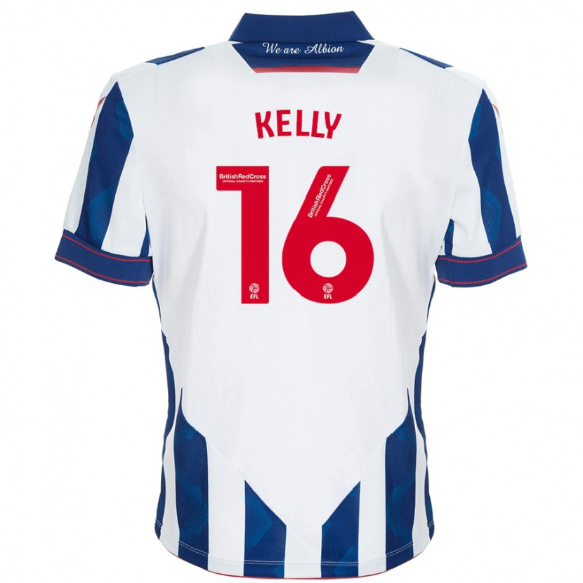 Danxen Hombre Camiseta Martin Kelly #16 Blanco Azul Oscuro 1ª Equipación 2024/25 La Camisa México
