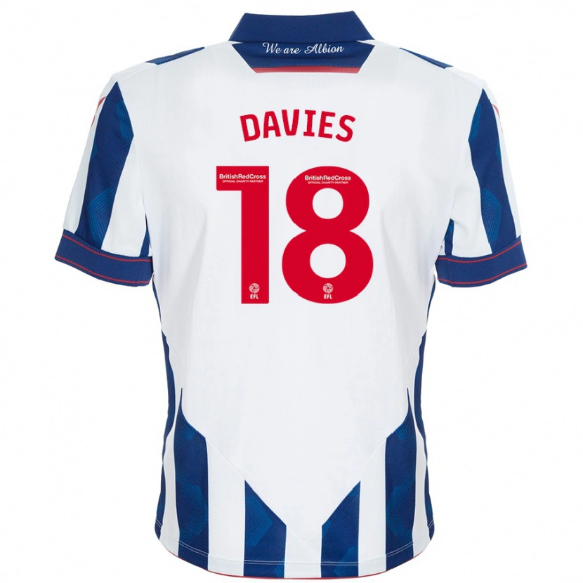 Danxen Hombre Camiseta Jessica Davies #18 Blanco Azul Oscuro 1ª Equipación 2024/25 La Camisa México