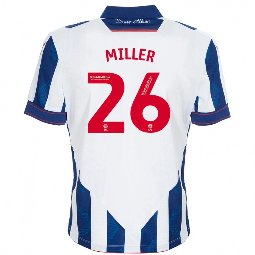 Danxen Hombre Camiseta Nna Miller #26 Blanco Azul Oscuro 1ª Equipación 2024/25 La Camisa México
