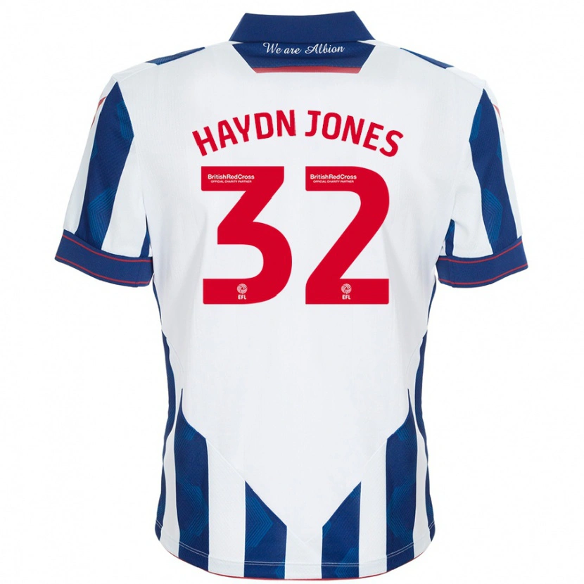 Danxen Hombre Camiseta Mackenzie Haydn-Jones #32 Blanco Azul Oscuro 1ª Equipación 2024/25 La Camisa México