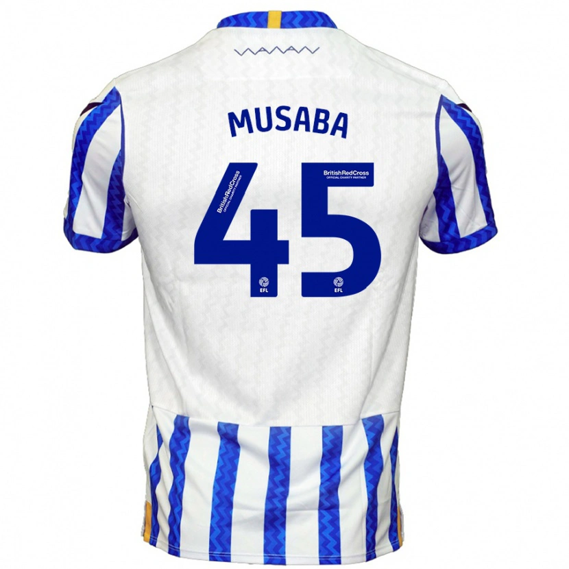 Danxen Hombre Camiseta Anthony Musaba #45 Azul Blanco 1ª Equipación 2024/25 La Camisa México