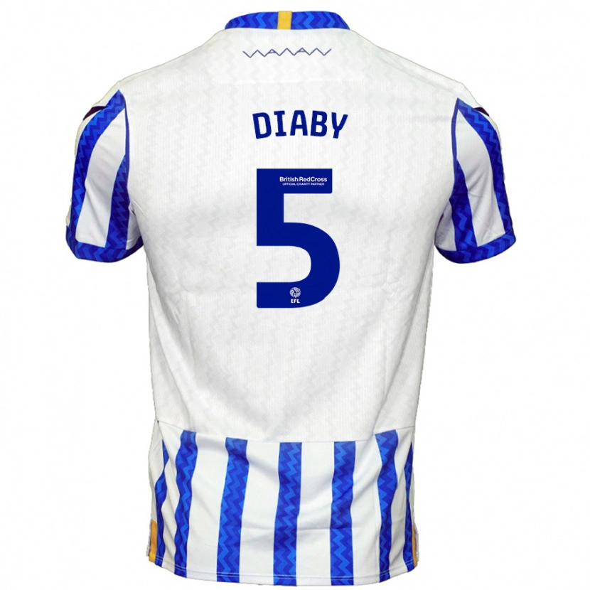 Danxen Hombre Camiseta Bambo Diaby #5 Azul Blanco 1ª Equipación 2024/25 La Camisa México