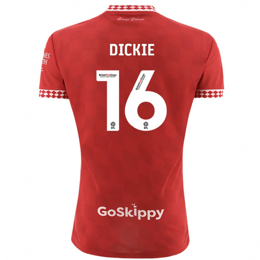 Danxen Hombre Camiseta Rob Dickie #16 Rojo 1ª Equipación 2024/25 La Camisa México