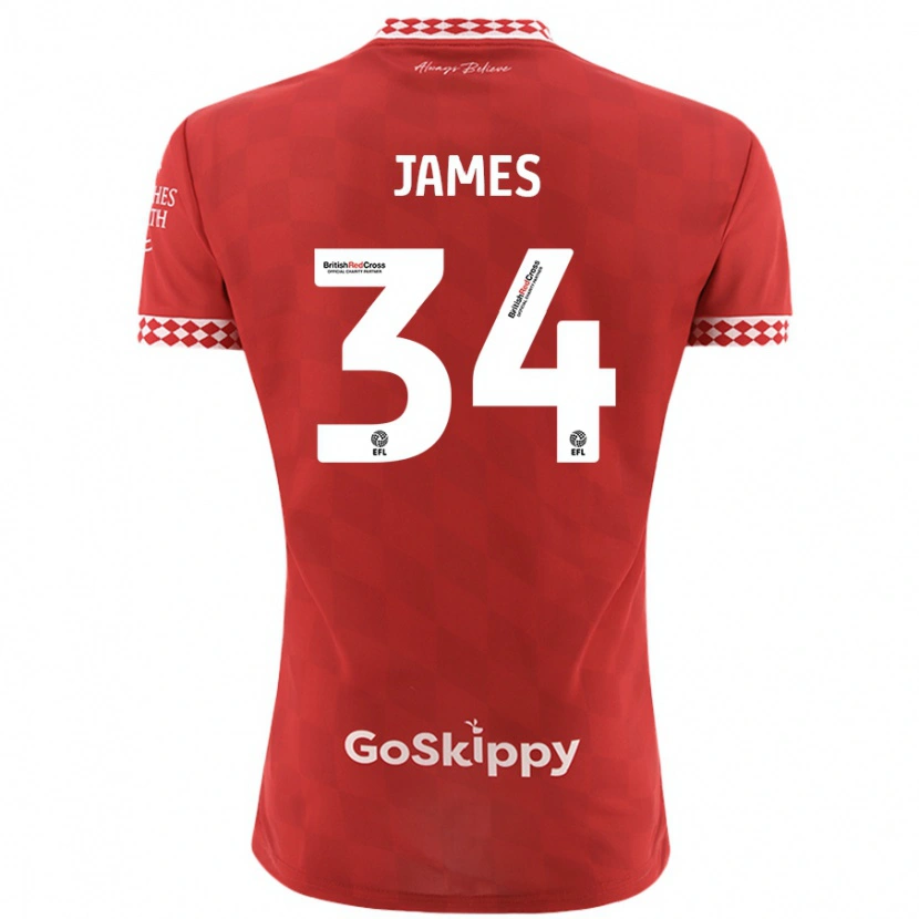 Danxen Hombre Camiseta Joseph James #34 Rojo 1ª Equipación 2024/25 La Camisa México
