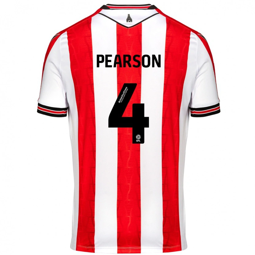 Danxen Hombre Camiseta Ben Pearson #4 Rojo Blanco 1ª Equipación 2024/25 La Camisa México