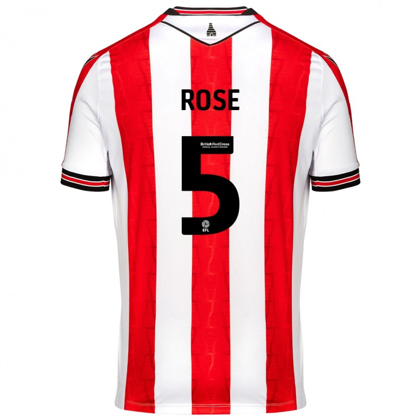 Danxen Hombre Camiseta Michael Rose #5 Rojo Blanco 1ª Equipación 2024/25 La Camisa México