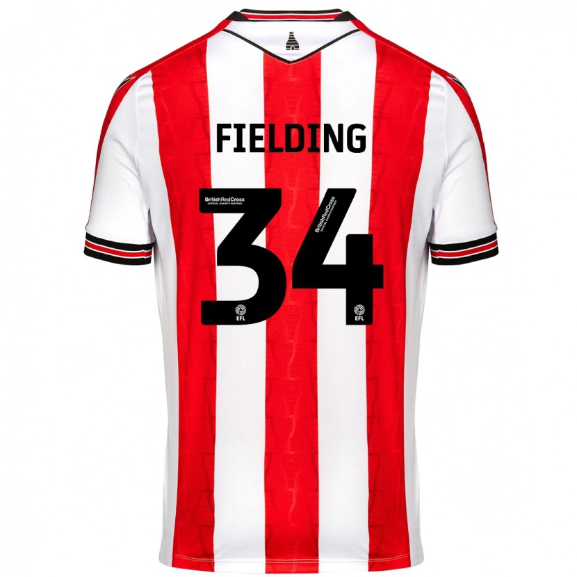 Danxen Hombre Camiseta Frank Fielding #34 Rojo Blanco 1ª Equipación 2024/25 La Camisa México