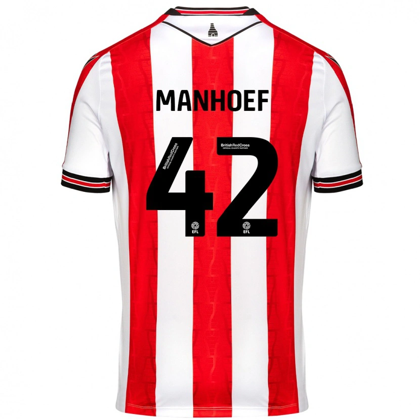 Danxen Hombre Camiseta Million Manhoef #42 Rojo Blanco 1ª Equipación 2024/25 La Camisa México