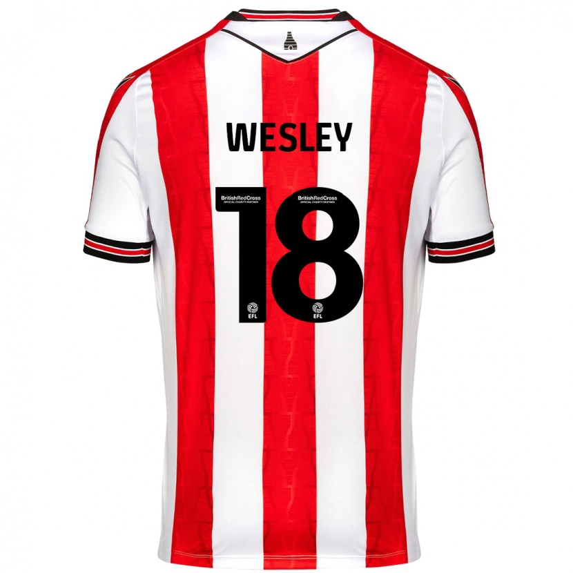 Danxen Hombre Camiseta Wesley Moraes #18 Rojo Blanco 1ª Equipación 2024/25 La Camisa México