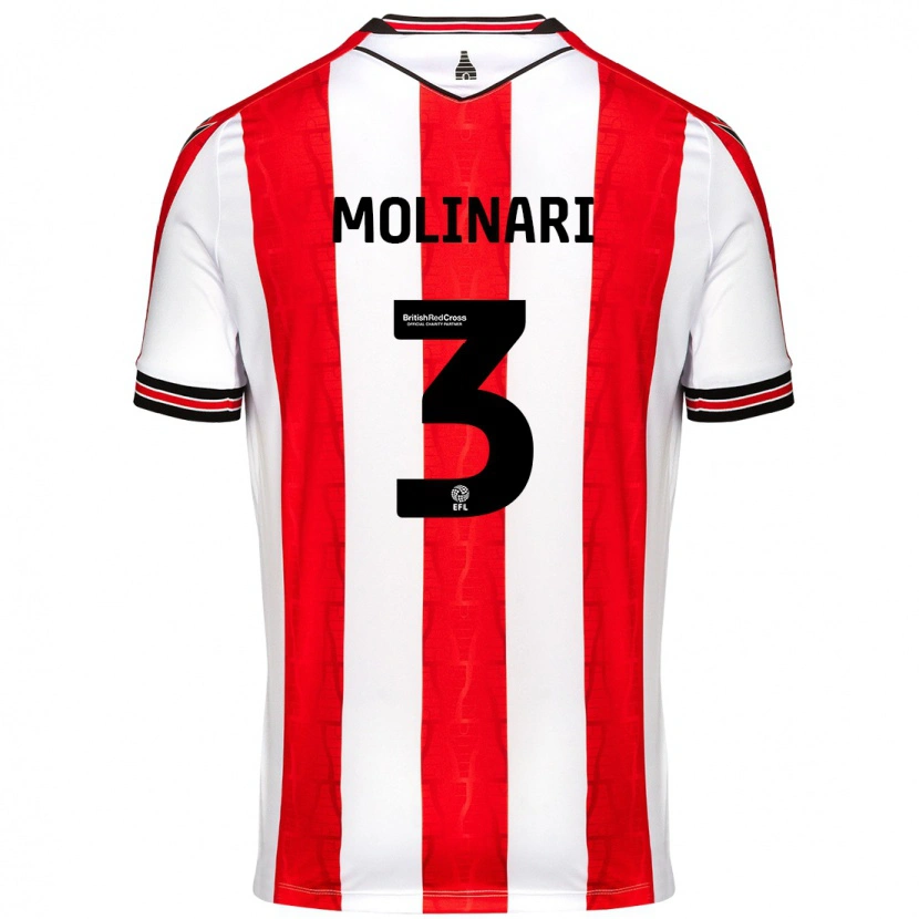 Danxen Hombre Camiseta Lucia Molinari #3 Rojo Blanco 1ª Equipación 2024/25 La Camisa México