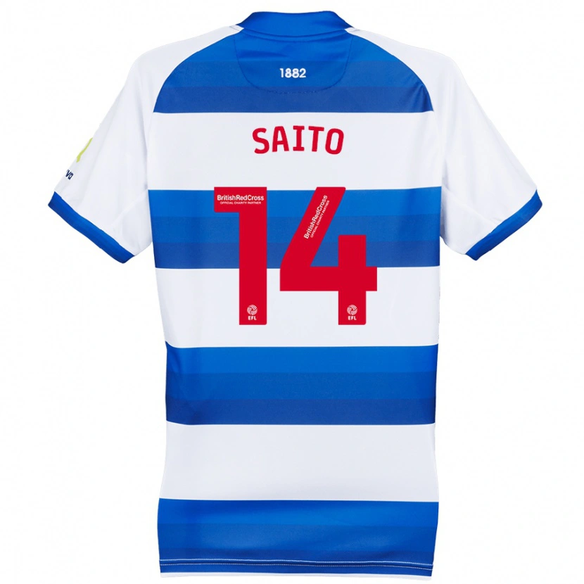 Danxen Hombre Camiseta Koki Saito #14 Blanco Azul 1ª Equipación 2024/25 La Camisa México