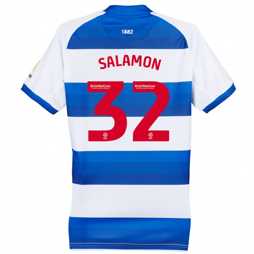 Danxen Hombre Camiseta Matteo Salamon #32 Blanco Azul 1ª Equipación 2024/25 La Camisa México