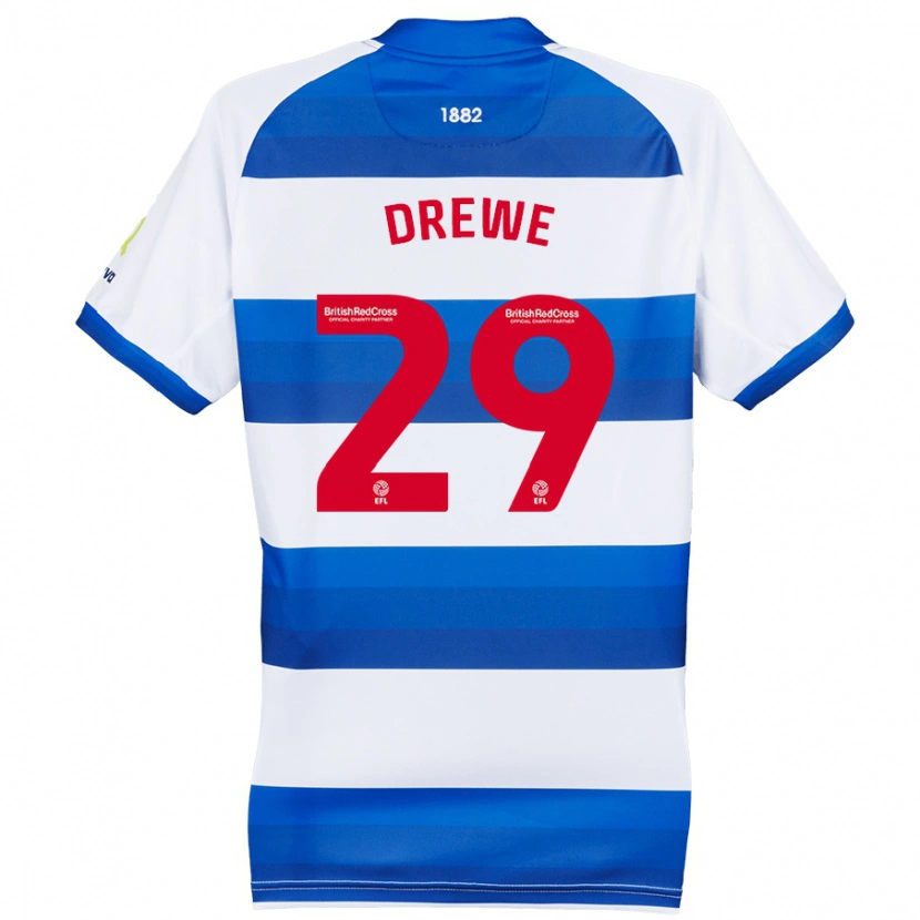 Danxen Hombre Camiseta Aaron Drewe #29 Blanco Azul 1ª Equipación 2024/25 La Camisa México