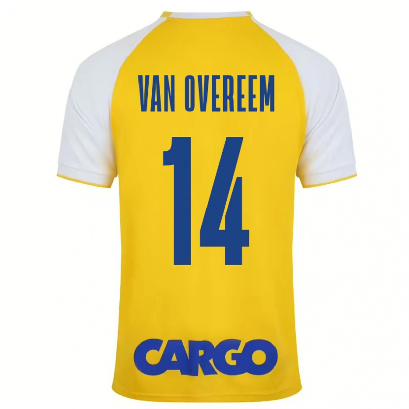 Danxen Hombre Camiseta Joris Van Overeem #14 Amarillo Blanco 1ª Equipación 2024/25 La Camisa México