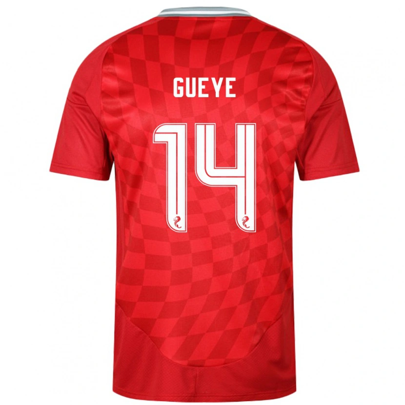 Danxen Hombre Camiseta Pape Habib Guèye #14 Rojo 1ª Equipación 2024/25 La Camisa México
