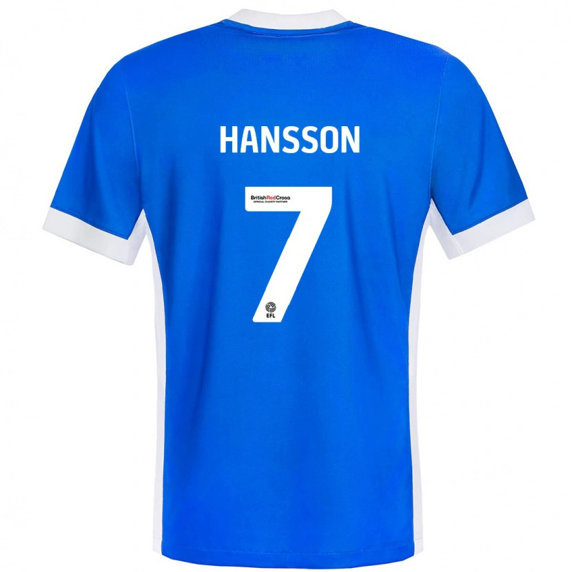 Danxen Hombre Camiseta Emil Hansson #7 Azul Blanco 1ª Equipación 2024/25 La Camisa México