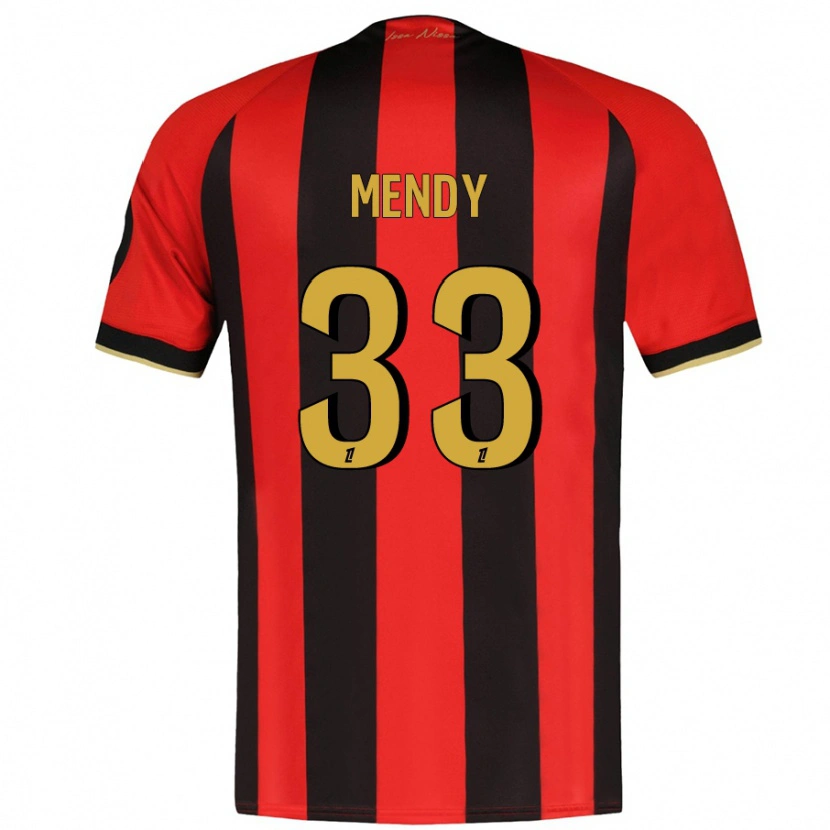 Danxen Hombre Camiseta Antoine Mendy #33 Rojo Negro 1ª Equipación 2024/25 La Camisa México