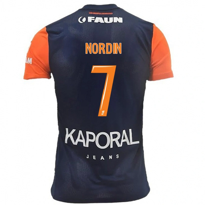 Danxen Hombre Camiseta Arnaud Nordin #7 Azul Marino Naranja 1ª Equipación 2024/25 La Camisa México